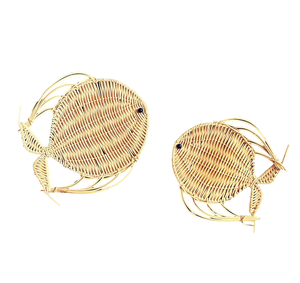 Décoration murale en rotin tressé naturel pour enfants, thème océan, poisson suspendu, artisanat durable, design artisanal pour chambre d'enfant - Product Image 1