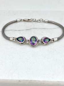 Pulsera de Plata de Ley con Topacio Místico y Piedras Multicolores, Joyería Artesanal con Gemas, Elegante Regalo para Mujer, Venta al por Mayor - Product Image 3