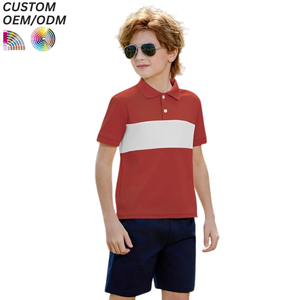 Polo à manches courtes en tricot à séchage rapide pour garçons, motif rayé, vente en gros pour enfants, personnalisable pour l'été - Product Image 1