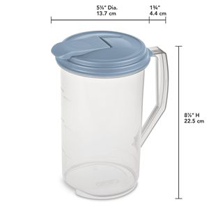 Lot de 4 pichets en plastique transparent de 2 litres avec bec verseur à clapet bleu clair - Product Image 3