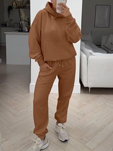 Ensemble jogging en coton pour femmes, confortable, deux pièces avec sweat à capuche et pantalon, vêtements décontractés, vêtements élégants pour tous les jours - Product Image 5
