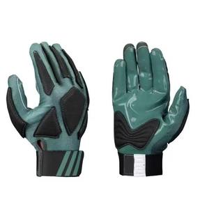 WARPRO INDUSTRY Full Finger American Football Gloves Green Black Polyester Non-Slip Quick Drying Hook Loop Closure Men Sports - Product Image 1