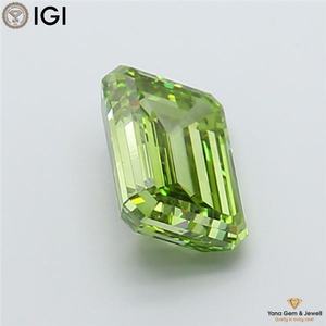 VS2 Clarity Fancy Vivid <b>Green</b> Color CVD Lab Grown Diamond With IGI Certificate 1.50 CARAT EMERALD Shape for Custom Pendant - Product Image 5
