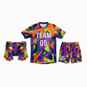 Ensemble d'uniformes de football professionnels pour équipes, imprimés, respirants, sans manches, taille élastique, 100 % polyester, confortables pour le sport - Product Image 3