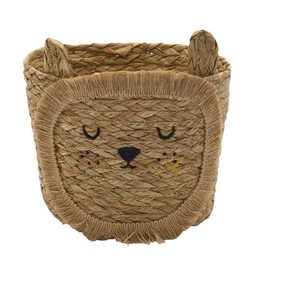 Cesta artesanal de jacinto de agua con forma de león y flecos, cesto decorativo para almacenamiento en el suelo, organizador de juguetes para guardería - Product Image 1