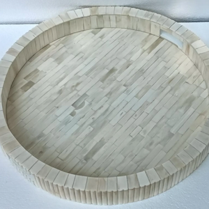 Bandeja Decorativa con Incrustaciones de Hueso, Forma Personalizada, con Asas Integradas, Artesanal, Apta para Microondas, Diseño Art Deco, Plato para Servir - Product Image 2