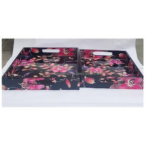 Bandeja de madera de nogal personalizada, accesorio de almacenamiento hecho a mano, con forma redonda, bandeja de madera rodante Natural, venta al por mayor - Product Image 6