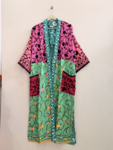 Robe kimono traditionnelle brodée de fleurs, vêtements de détente de luxe - Product Image 6