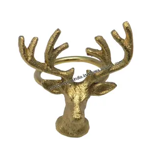 Customized Wholesale Deer Head Aluminium Napkin Holder in Gold Tone for Everyday Party Christmas <b>Family</b> Gatherings - Product Image 1