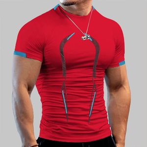 T-shirt imprimé pour homme, vêtements de sport réfléchissants, équipement d'entraînement, haute élasticité, coupe ajustée, tee-shirt de musculation, logo par transfert thermique - Product Image 1