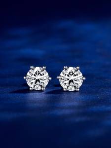 18K Gold Lab Grown Diamond <b>Stud</b> <b>Earrings</b> IGI Certified Color DE VVS VS Round Cut Six Prong Ball Basket Customizable <b>Studs</b> - Product Image 5