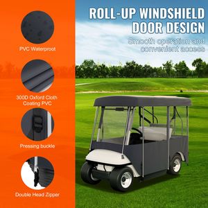 Copertura Universale in Poliestere per Golf Cart, Protezione Solare e Antipolvere con Visiere Parasole e Deflettori Antivento/Antinsetti per Club Car a 2+2 Posti - Product Image 5