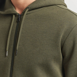 Sweat-shirt à capuche zippé vert olive pour homme, coupe oversize, 100 % coton French Terry, imprimé dessin animé, design découpé, imprimé sur le devant - Product Image 6