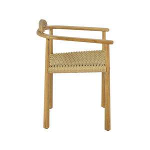 Silla de Comedor con Brazos de Madera de Teca Sólida y Asiento de Cuerda Tejida a Mano, Estilo Escandinavo, Muebles para Cafetería y Restaurante - Product Image 5
