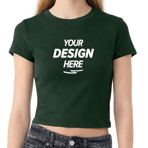 Bulk Price Summer Women <b>Crop</b> T-Shirt Soft Breathable 100% Cotton O-Neck Short Sleeve Casual Solid Plain Cropped Tee for Girls - Product Image 4