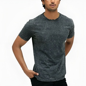 T-shirt délavé et vieilli pour homme, style streetwear, en coton, coupe ample, manches courtes, décontracté, vintage, pour l'été, style urbain - Product Image 3