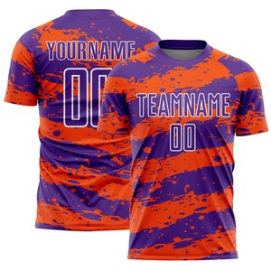Ensemble short et maillot de football violet-rouge léger, anti-humidité, vêtements de sport personnalisables par sublimation, broderie et sérigraphie - Product Image 2