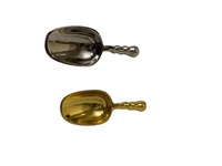 Cuillère à café minimaliste jetable en acier inoxydable 304 écologique, ornée de perles dorées de luxe, pour la restauration et les cadeaux promotionnels