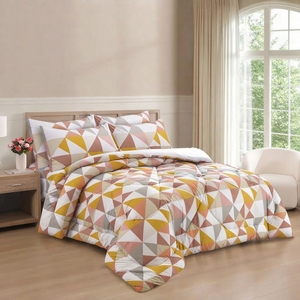 Modern Geometric Quilted Comforter Set 100% Cotton Percale T-150 All-Season Breathable Home Use - Product Image 5