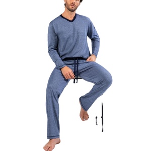 Conjuntos de dos piezas suaves y cómodos de manga larga personalizados a precio de venta al por mayor, ropa para hombre, traje de ocio para el hogar, pijamas para hombre de BD - Product Image 4