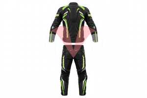 Ensemble veste et pantalon de moto en cuir noir et vert pour homme, coupe-vent, équipement de course - Product Image 2