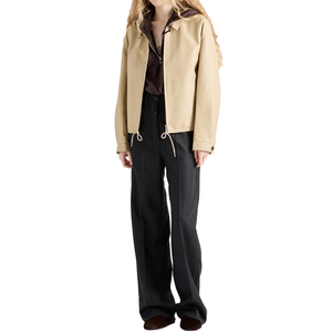 Blouson en cuir d'agneau Nappa pour femme, veste en cuir courte de luxe, blouson bomber, fabricant OEM, étiquette privée personnalisée - Product Image 1
