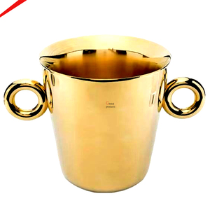 Seau à champagne en acier inoxydable, refroidisseur à vin, seau à glace pour hôtels et restaurants, refroidisseur à vin pour fêtes avec poignées en bois - Product Image 4