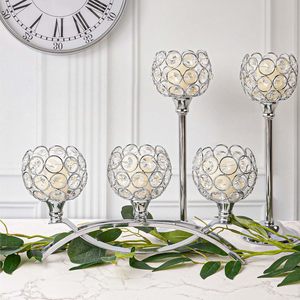 Porte-bougies décoratifs en cristal de qualité export indienne, chandelier à 3 bras, bougeoirs de table - Product Image 5