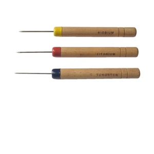 Titanium Tweezers Pick-Up <b>Tools</b> Wood Handle Tapered Baguette Cut for Jewelry <b>Engraving</b> DIY - Product Image 3