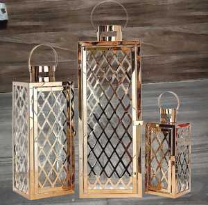Luxury Gold Metal Glass <b>Lantern</b> <b>Candle</b> Holder for Home Wedding Table Decoration - Product Image 6