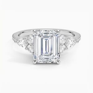 Anillo BOJ 0131 con Corte Esmeralda, Plata 925, Anillo Solitario de Lujo con Engaste de Puntas Marquise, Diamante de 2ct, Color D, VVS1, Moissanita, Certificado GRA, en Oferta - Product Image 1