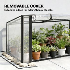 Fioriera rialzata nera con foro di drenaggio e copertura a scomparsa per serra - Product Image 5