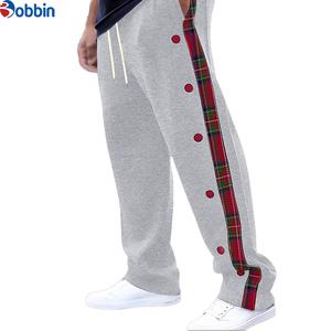 New Fashion Comfortable Vintage Side Button Striped Patchwork Pants <b>Mens</b> Trendy Drawstring Loose Straight Trousers <b>Men</b> Pants - Product Image 2