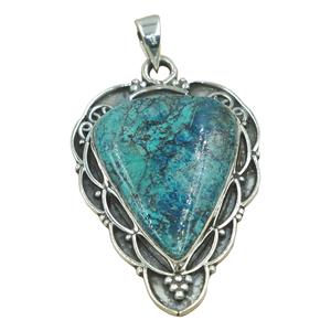 Colgante Grande de Azurita y Crisocola en Plata de Ley 925, Hecho a Mano, Estilo Boho Vintage, Joyería de Moda para Mujer, Regalo para Él, Unisex - Product Image 1