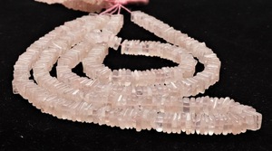 Perles carrées Heishi en quartz rose naturel AAA, 6-7 mm, perles de pierres précieuses en quartz rose, 16 pouces, perles lisses en forme de collier en quartz rose - Product Image 2