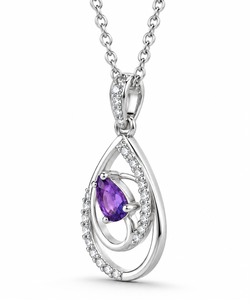 Collar con colgante de pera de plata de ley 925 – Diseño de lágrima pavé con elegantes detalles brillantes - Product Image 2