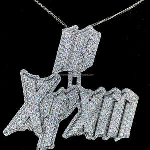 Personalizado encanto colgante hielo Moissanite diamante nombre letra colgante 925 Plata Hip Hop joyería al por mayor - Product Image 1