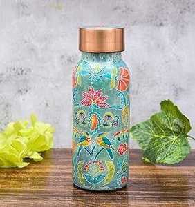 Bouteille d'eau en céramique blanche avec bouchon à vis en cuivre et motif floral bleu, design floral bleu, design personnalisé, haute qualité - Product Image 4