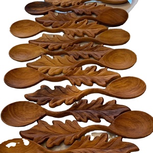 Vietnam Fine Crafted Scoop Leaf Wooden <b>Spoon</b> Natural Wood Material for Salt Herb Scoop <b>Serving</b> Kitchen Utensil - Product Image 1