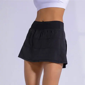 <b>Women's</b> Elastic Waist Pleated Tennis Skirt Solid Color Sporty Mini <b>Skort</b> Breathable Woven Fabric All Seasons - Product Image 2