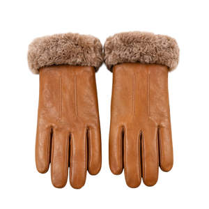 Leather <b>Gloves</b> <b>With</b> Faux <b>Fur</b> Lining Thermal Winter Outdoor Wrist Length Plain Style Keeping Warm Handmade Leather <b>Gloves</b> - Product Image 1