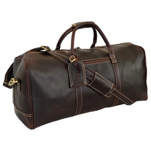 Bolsa de Lona Clásica Vintage de Cuero Genuino y PU, Unisex, para Gimnasio y Viajes, con Cierre de Cremallera, Gran Capacidad, Asa Suave y Duradera - Product Image 1