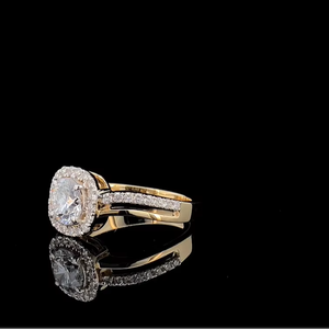 Anillo de Compromiso con Diamante Cultivado en Laboratorio de Corte Redondo de 1.70 CTW, Anillo Halo de Oro Sólido de 14K - Product Image 3