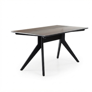 Premium wooden salsa dining table minimalist <b>solid</b> teak <b>wood</b> kitchen dining room rectangular table dinner <b>desk</b> frame spaces unit - Product Image 1
