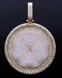 จี้เงินแท้ 925 ประดับมอสซาไนต์รูปใบโคลเวอร์ทรงกลม ชุบทอง สไตล์ฮิปฮอป - Product Image 2