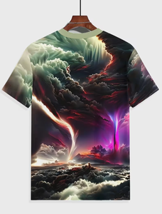 Camiseta de Manga Corta con Cuello Redondo para Hombre, con Estampado de Cielo Nublado, Corte Regular, Ropa Casual, Tejido de Poliéster Transpirable - Product Image 6