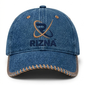 Gorra de Béisbol RIZNA de Mezclilla, 6 Paneles, Ajustable, Unisex, Casual, con Logotipo Bordado en 3D en el Panel Frontal, Azul, de Algodón, con Hebilla Metálica - Product Image 1