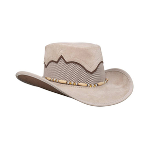 Leather Cowboy <b>Hat</b> Striped Unisex Beaded Mesh <b>Band</b> Beach Outdoor Casual Summer 48-50cm Adult Western Style - Product Image 3