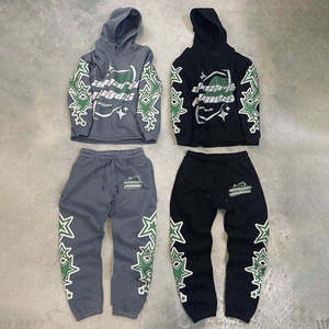 เสื้อฮู้ดพิมพ์ลายตามสั่ง แบบยูนิเซ็กซ์ พิมพ์ลายดิจิทัล ปักลายดีไซน์เนอร์ เสื้อพูลโอเวอร์ผู้ชาย ชุดวอร์มลำลองสำหรับฤดูหนาว ลายเรียบ 100% ชุดเซ็ต - Product Image 4