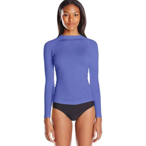 Vente en gros de maillots de bain Rash Guard à manches longues pour femmes, hauts de protection solaire pour la natation et le fitness, avec option OEM - Product Image 5